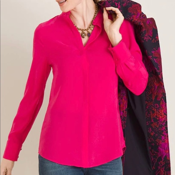 Chico’s sz 4x floral jacquard satin top - Picture 1 of 2